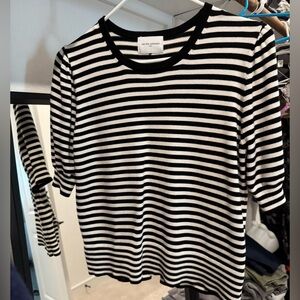 New Never Worn - Japanese Brand Black and White Striped Short Sleeve Tee